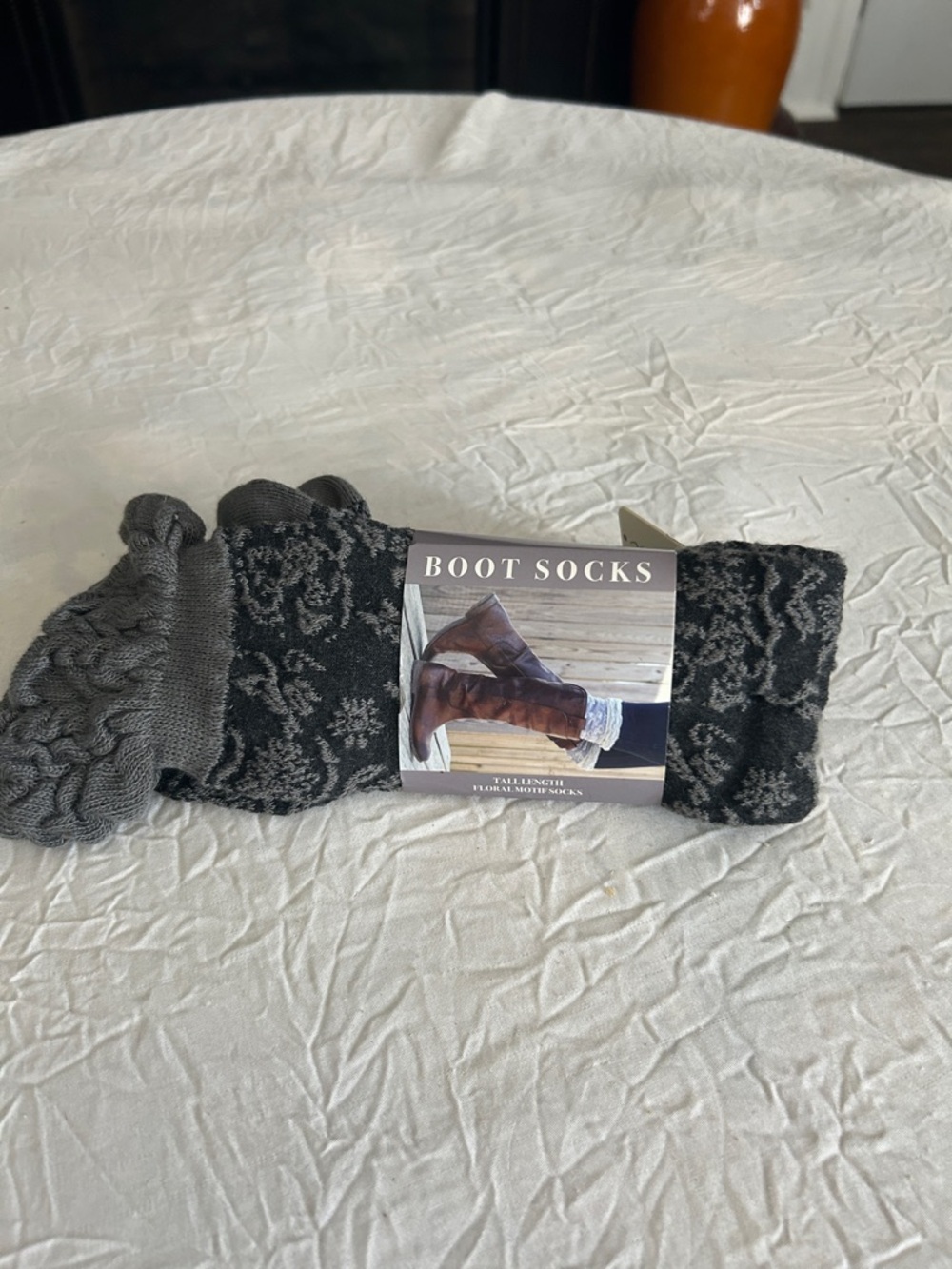 Kirklands Gray and Black Patterned Boot Socks